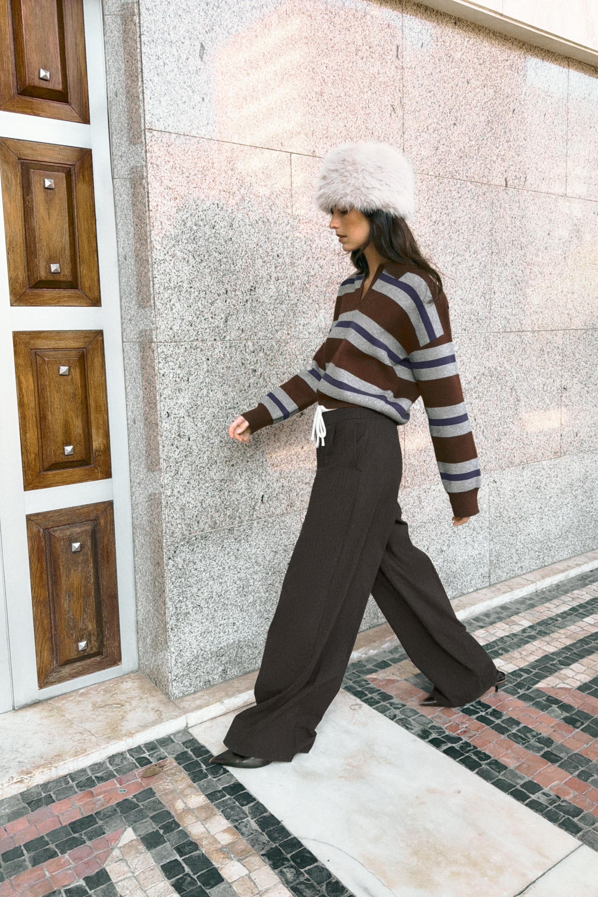 PANTALON LARGE À DOUBLE TAILLE